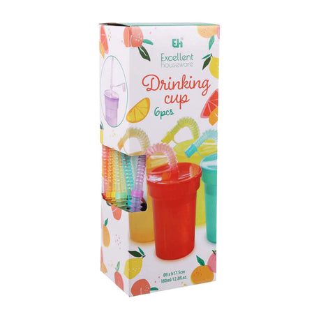 Koopman vasos de colores para beber, juguete con pajita, juego de 6 vasos de plástico.