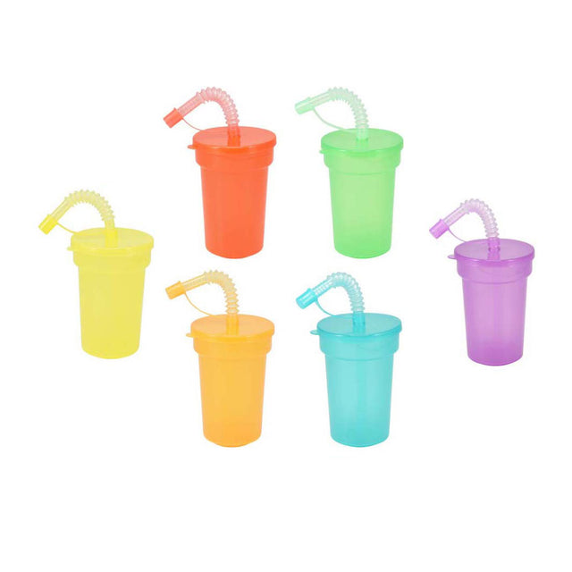 Koopman vasos de colores para beber, juguete con pajita, juego de 6 vasos de plástico.
