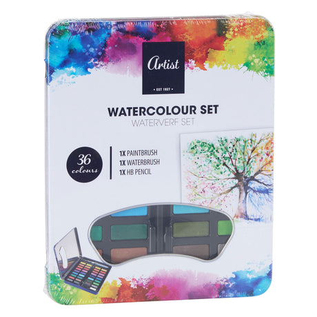 Set de acuarela con pincel, 36 colores.