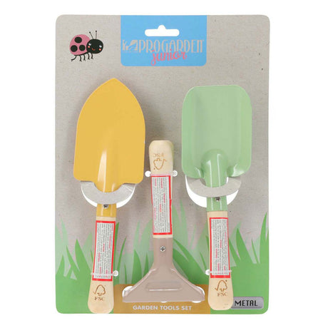 Juego de herramientas de jardín para niños de 3 piezas.