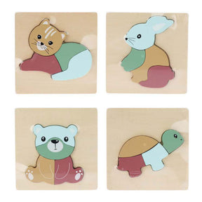 Puzzle con incrustaciones de madera de 4 piezas - animales