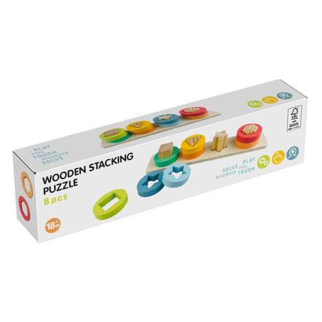 Koopman rompecabezas de madera apilable, juguetes educativos con formas, 9 piezas multicolor.