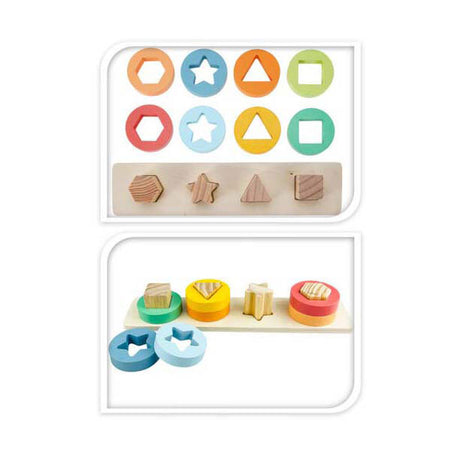 Koopman rompecabezas de madera apilable, juguetes educativos con formas, 9 piezas multicolor.