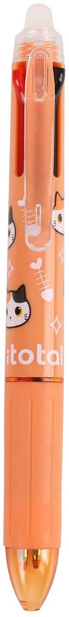 Itotal Bolígrafo borrable 4 en 1 multicolor gato naranja