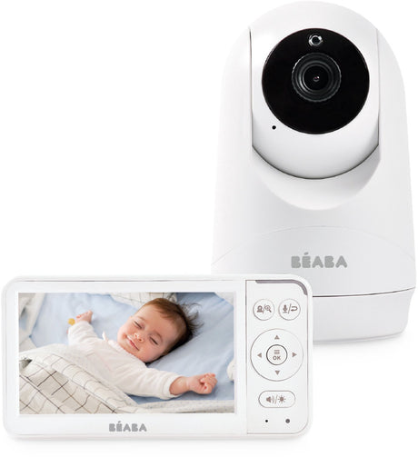 Videovigilancia para bebés Béaba zen plus 2 - pantalla a color de 5 pulgadas - cámara giratoria 360° con zoom digital - visión nocturna por infrarrojos - sensor de temperatura y activación por voz vox - 8 canciones de cuna - alcance hasta 300 m - blanco