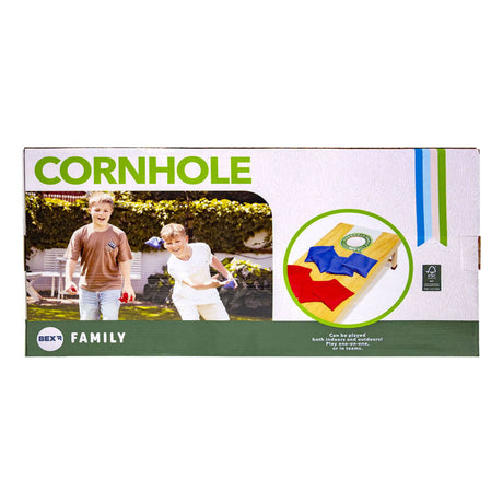 Bex sport bex cornhole family - Juego de lanzamiento americano - Juego de pufs - Juego de cornhole compacto con 1 tablero de juego (60x30x7 cm) - Incluye 8 pufs - A partir de 8 años