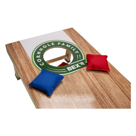 Bex sport bex cornhole family - Juego de lanzamiento americano - Juego de pufs - Juego de cornhole compacto con 1 tablero de juego (60x30x7 cm) - Incluye 8 pufs - A partir de 8 años