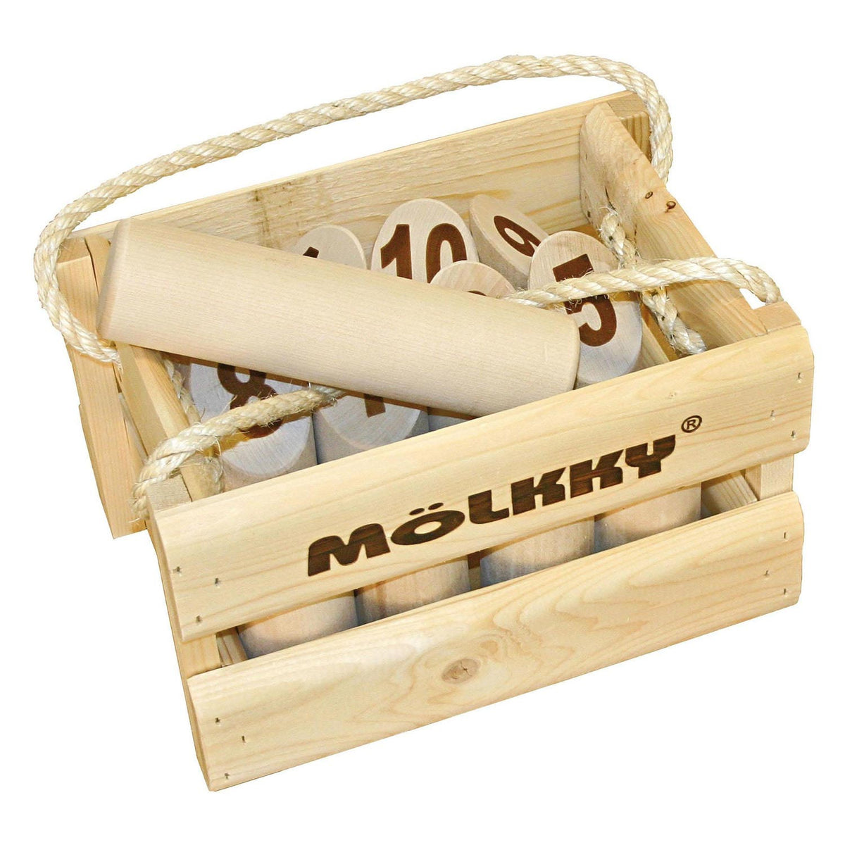 Tactic mölkky - juego de atrapar y lanzar - juego de lanzamiento de madera original finlandés en un estuche de madera de lujo - madera de abedul sostenible - con aplicación de puntuación gratuita