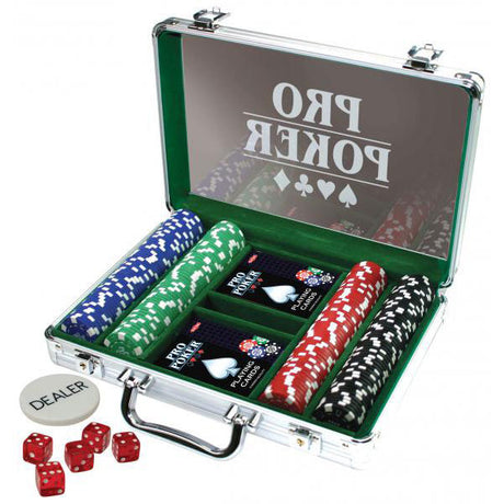 Juego de póquer Tactic Pro - Juego de póquer - Estuche de aluminio de lujo - 200 fichas de 11,5 gramos - Incluye cartas, dados y botón de repartidor - A partir de 14 años