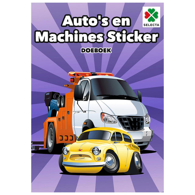 Libro de actividades con pegatinas de coches y máquinas