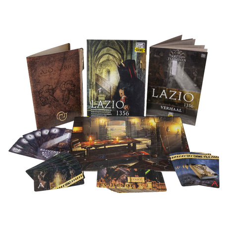 Táctica escena del crimen lazio 1356 – juego de mesa – juego de crimen – misterio histórico en un monasterio – investigación y deducción en profundidad – serie de escena del crimen – juego Storm Studio -1 o más jugadores – a partir de 18 años