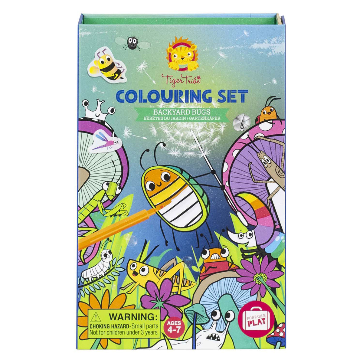 Juego para colorear de la tribu del tigre, criaturas del jardín, diversión para colorear para niños, juego creativo.