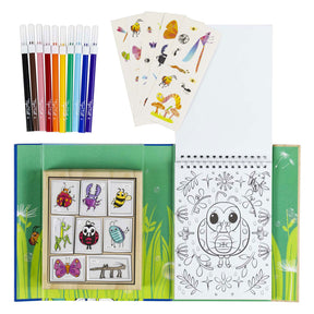 Juego para colorear de la tribu del tigre, criaturas del jardín, diversión para colorear para niños, juego creativo.