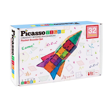 Táctica de azulejos de Picasso - juguetes de construcción - azulejos magnéticos - azulejos magnéticos - cohete propulsor - juguetes de tallo - juguetes de construcción creativos - 32 piezas - a partir de 3 años