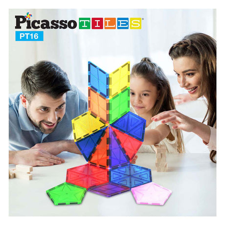 Táctica de azulejos Picasso - juguetes de construcción - azulejos magnéticos - azulejos magnéticos - juego de geometría - juguetes de tallo - juguetes de construcción creativos - 16 piezas - a partir de 3 años