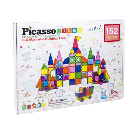 Picasso Tiles Tactic - juguetes de construcción - azulejos magnéticos - azulejos magnéticos - juego de bloques y espejos - juguetes de tallo - juguetes de construcción creativos - 152 piezas - a partir de 3 años