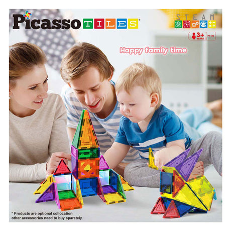 Picasso Tiles Tactic - juguetes de construcción - azulejos magnéticos - azulejos magnéticos - juego de bloques y espejos - juguetes de tallo - juguetes de construcción creativos - 152 piezas - a partir de 3 años