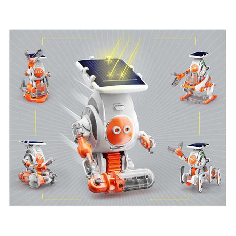 Robots solares Kosmos - set de experimentos - construye 5 robots alimentados por energía solar - no requiere baterías - cambia entre 4 vehículos - juguetes con voz - a partir de 8 años