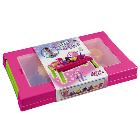 Mesa de juego Androni con vajilla.