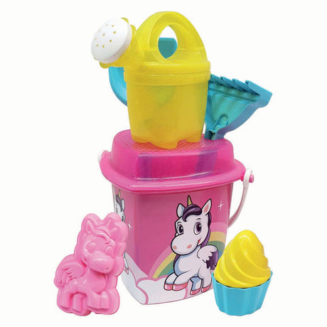 Androni cubo de playa set unicornio, 8 piezas.