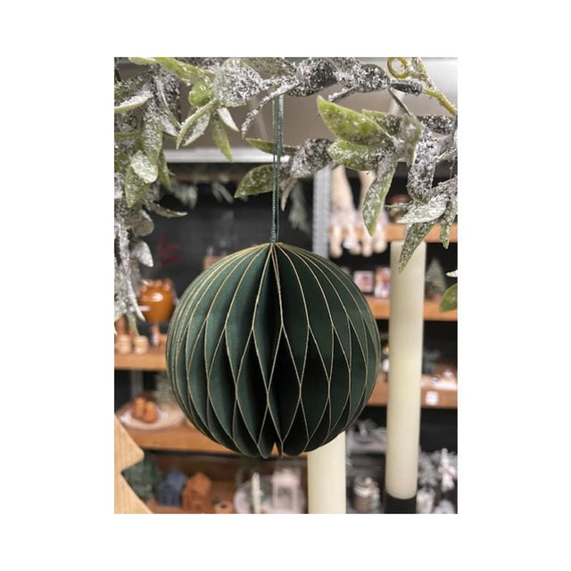 HBx natural living bola navideña de papel10cm verde