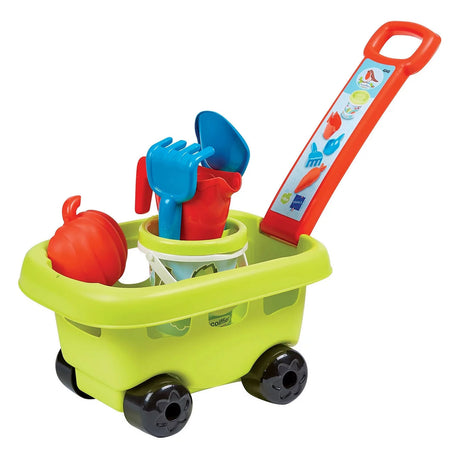 Ecoffier ecoiffier arenero set cubo espátula grabki regadera molde + carro con ruedas