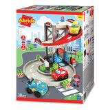 Garaje ecoiffier en abrick con transportador y coches.