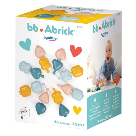 Abrick ecoiffier bb juego de construcción de cuentas para habilidades motoras - 16 piezas.