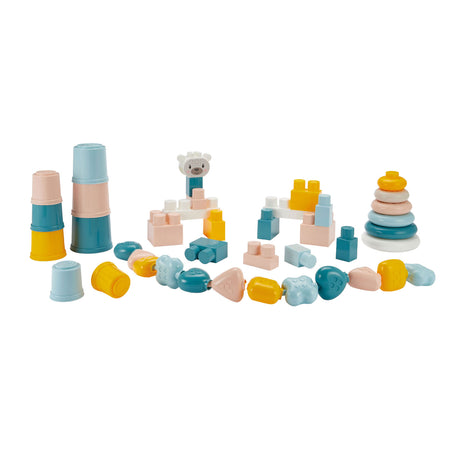 Abrick ecoiffier bb baby toys juego 4 en 1 en caja de almacenamiento - 41 piezas.