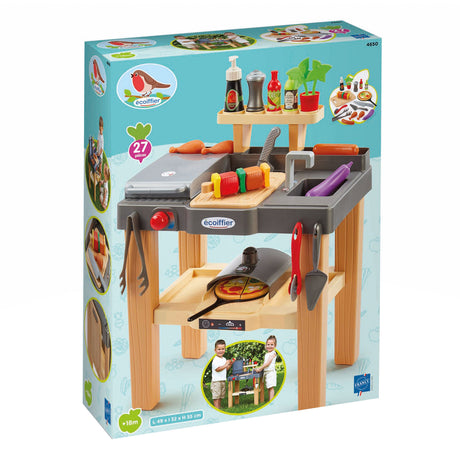 Cocina de verano ecoiffier ecoiffier con barbacoa y horno para pizza - 27 uds.