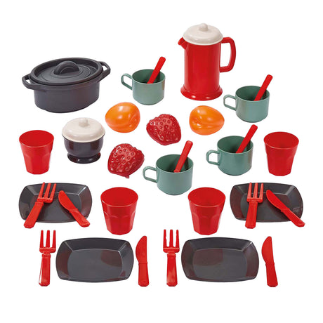 Écoiffier juego de comedor ecoiffier 100% chef con comida de juguete - 34 piezas.