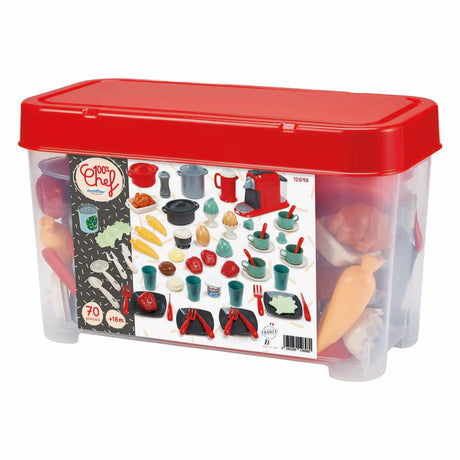 Vajilla Ecoiffier 100% chef en caja de almacenamiento - 70 piezas.