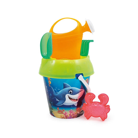 Set cubo adriático happy ocean ø18cm con regadera, pala, rastrillo y molde