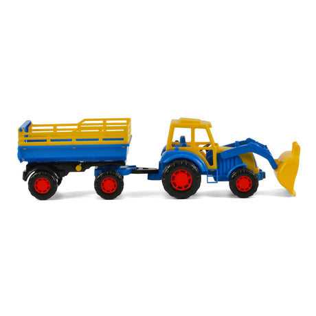 Tractor Cavallino con cargador frontal y azul del remolque