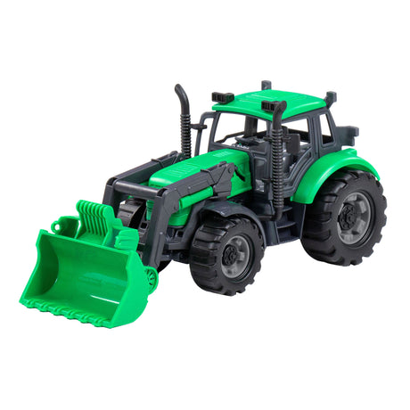 Tractor Cavallino sin marca con pala verde, escala 1:32