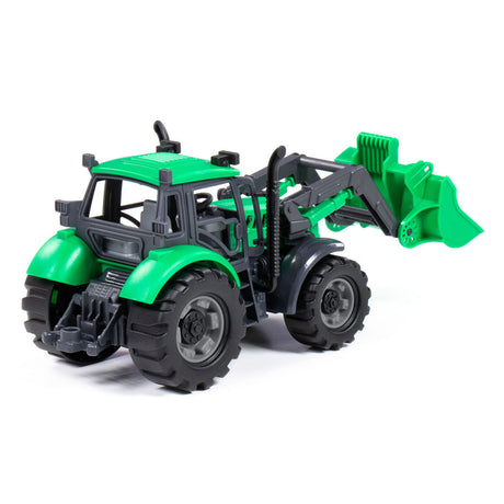 Tractor Cavallino sin marca con pala verde, escala 1:32