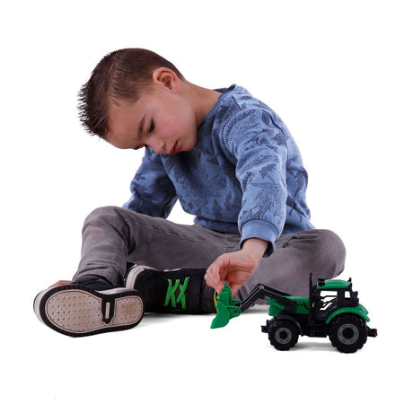 Tractor Cavallino sin marca con pala verde, escala 1:32