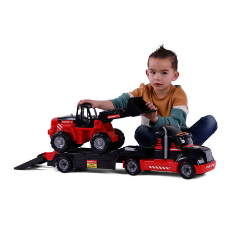 Camión de torpedo de Mammoet Cavallino con excavadora, escala 1:16