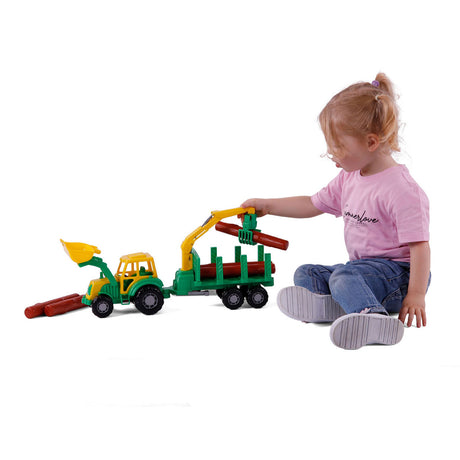 Cavallino Junior Tractor con grúa y madera, 46 cm