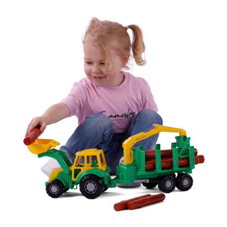 Cavallino Junior Tractor con grúa y madera, 46 cm