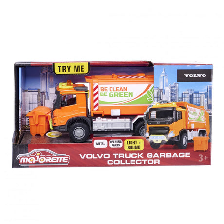 Majorette grand series - camión de basura volvo truck - metal - luz y sonido - 18 cm - vehículo de juguete