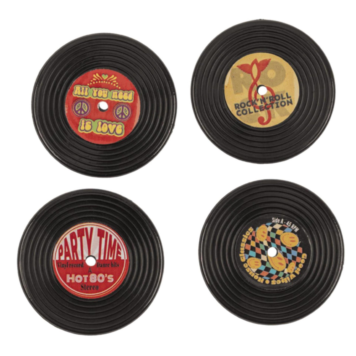 Ootb imanes para frigorífico retro LP 4,2x4,2cm juego de 4 piezas