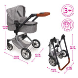 509 Crew Cochecito para muñecas 2 en 1 con bolso - gris