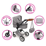 509 Crew Cochecito para muñecas 2 en 1 con bolso - gris