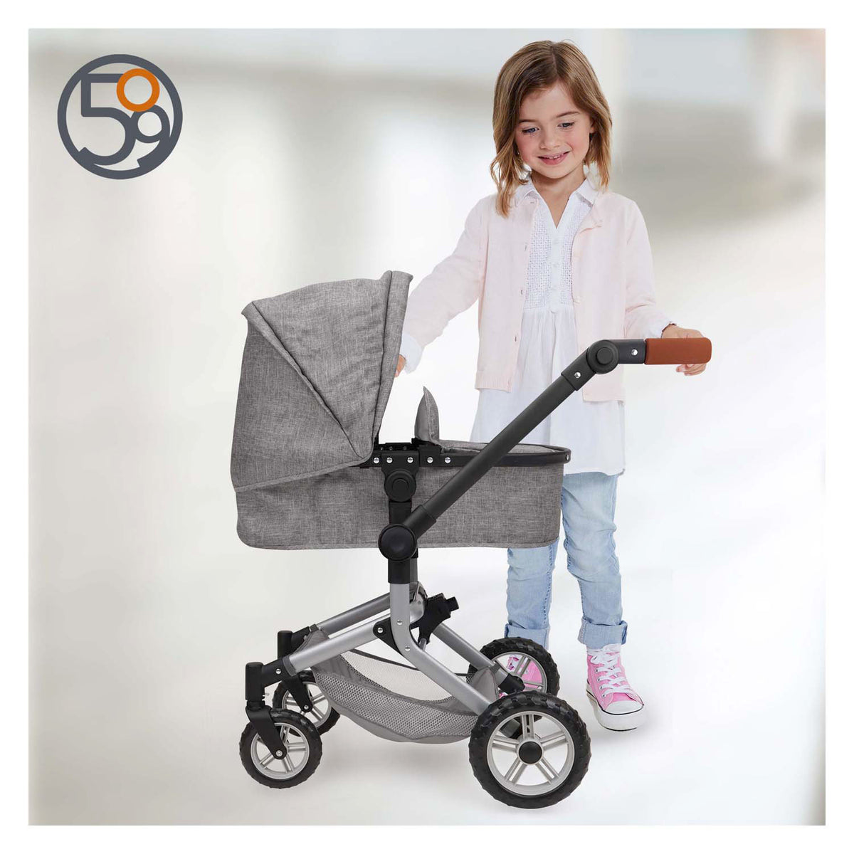 509 Crew Cochecito para muñecas 2 en 1 con bolso - gris