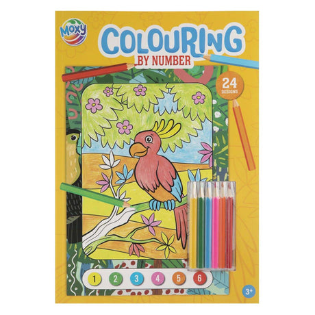 Colores Moxy en número A4, 24 diseños con 5 lápices