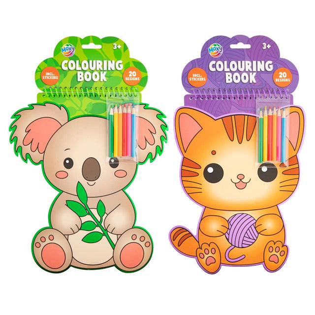 Libro para colorear Moxy formas animales 20 hojas + 6 lápices