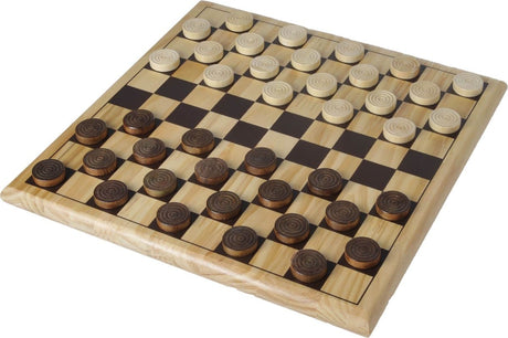 Juego completo de damas Engelhart – Damas de madera de abedul ø 30 mm – Tablero 29 x 29 cm – Tablero de damas de lujo para principiantes y avanzados –