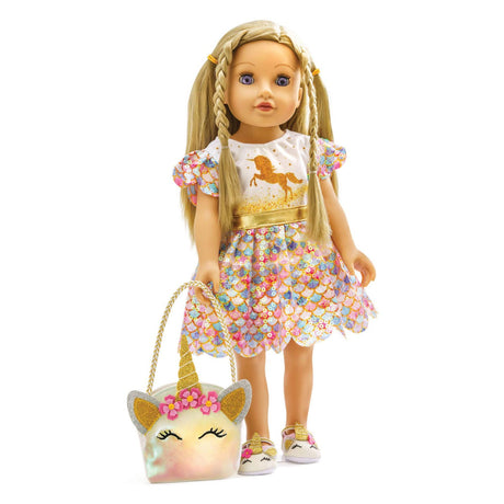 Heless pu-glitzer arcilla einhorn dorado, tamaño 35-45cm