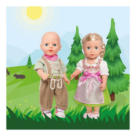 Ropa de Heless Doll Lederhosen con camisa y bufanda, 35-45 cm